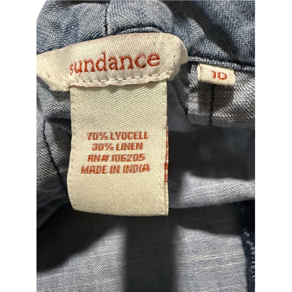 Sundance Blue Lyocell Linen Blend Wide Leg Coastal Pants, Chambray, Size 10 - Picture 6 of 6